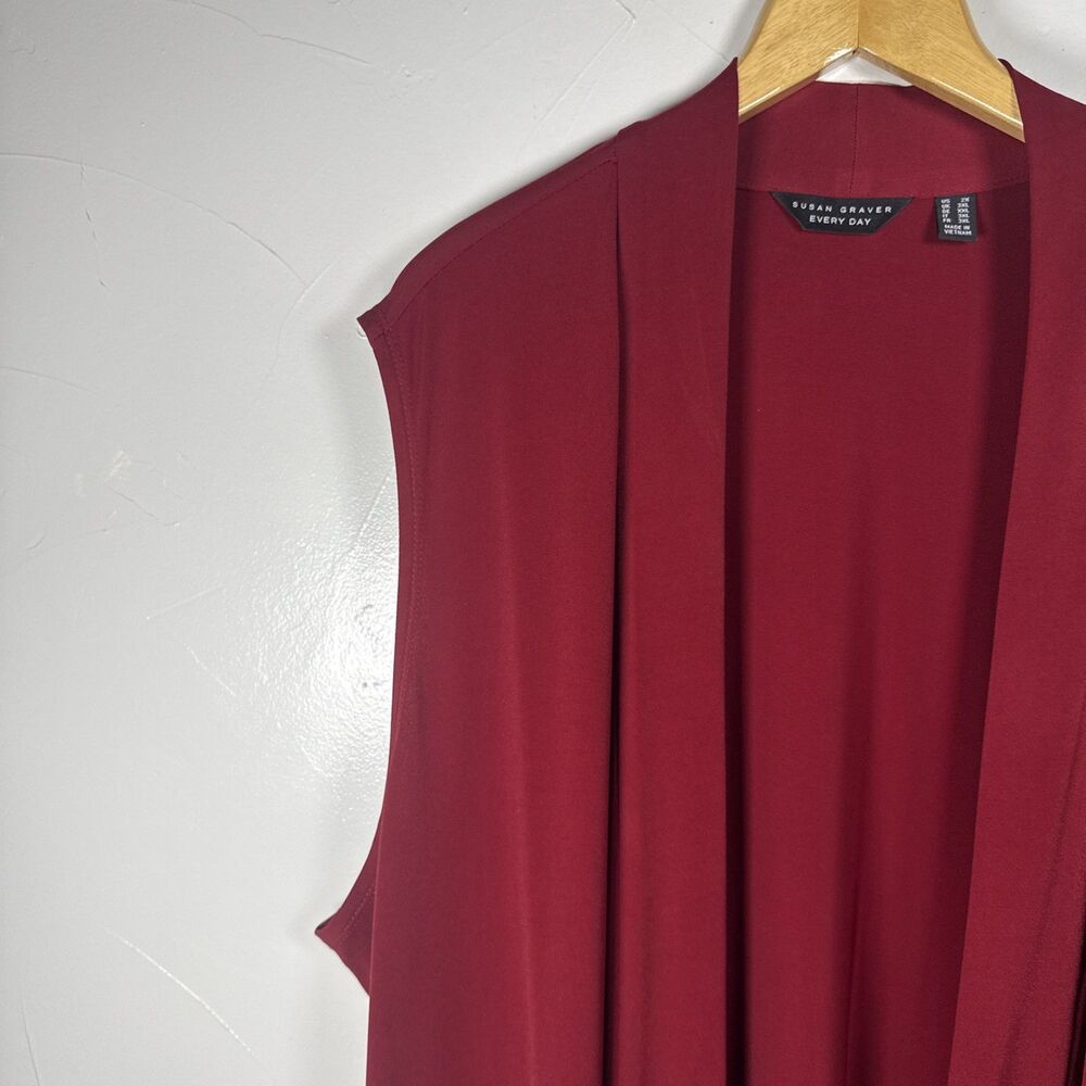 Susan Graver Everyday Long Line Vest Size 2X Burgundy - Picture 6 of 11